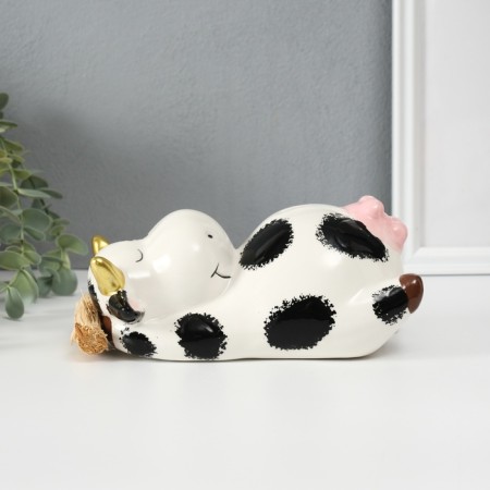 Копилка керамика "Коровка на сене" 18,5х10,8х9,7 см-1