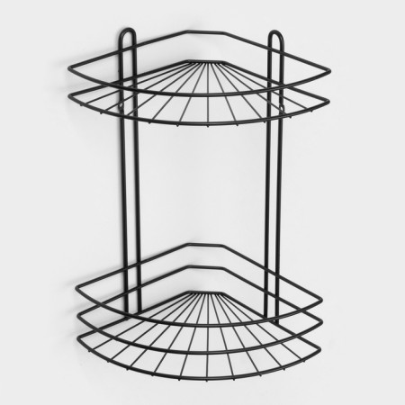 Bathroom shelf for the bathroom 2-tier native, 175 × 175 × 362 mm, black matte color
