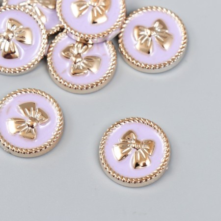 Decor for creativity Plastic "Bow in the Circle" Lilac, gold 0.3x1.8x1.8 cm