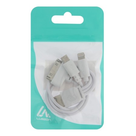 Cable 3 in 1 Luazon, Microusb/Lightning/iPhone 30 -Pin - USB, 1 A, 0.2 m, white-3