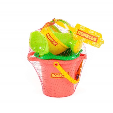 Sanding set: bucket, strainer-flower, scoop, robbery, watering can, color mix-1