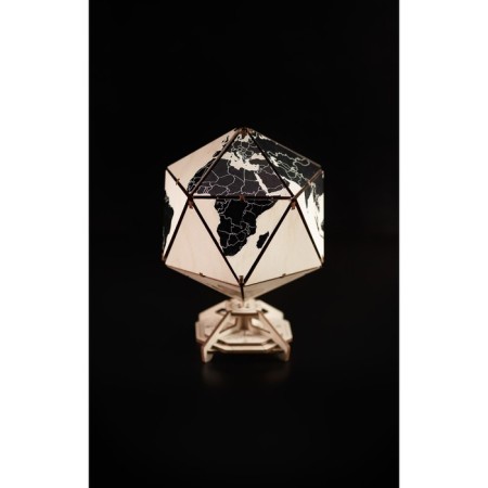 Designer Wooden 3D Ewa Globe Icosahedron with a secret (casket, safe) Black-6
