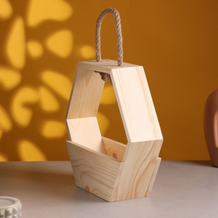 Kashpo wooden, six with a handle 28x24.5x8.5cm-1