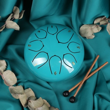 Musical instrument glucophone, green, 8 petals, 15 x 9 cm