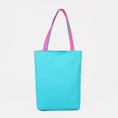 Textile bag with zipper, turquoise color/pink-1