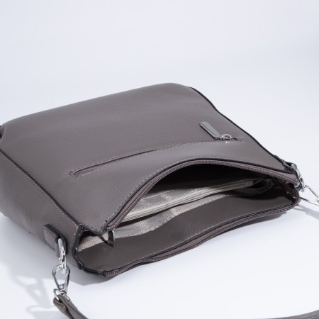 Cross-Bodi Bag with zipper, brown-gray color-6
