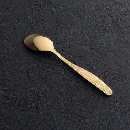 Teaspoon "Uralochka", h = 14 cm, thickness 2 mm, with a full decorative coating, gold color-1