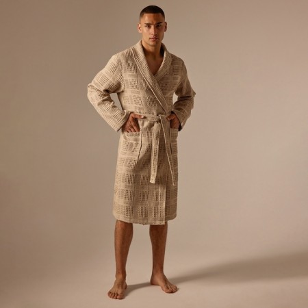 Wafel dressing gown Male SL Home: Chess "Sabbia", size S, 100% cotton, 340 g/m2-3