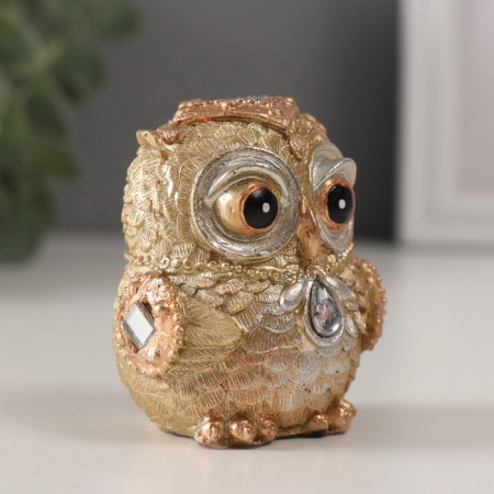 Souvenir Polystone "Owl, rhinestone" 5.5x5x6.5 cm-1