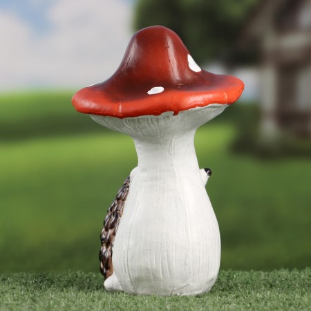 Garden figure "Hedgehog under fly agaric" 8x11x19cm-3