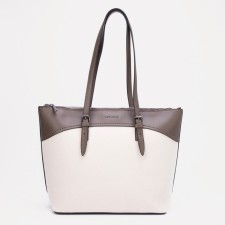 David Jones zipper bag, external pocket, beige/brown