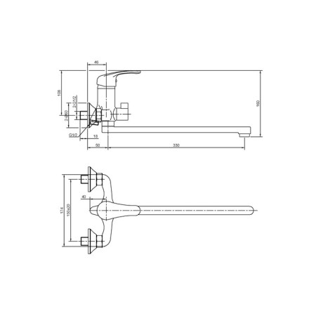 Bath mixer and shower Eleanti Elt2030, single -leaf, hose, watering can, bracket, chromium color 40736-1