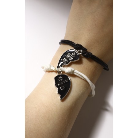 Bracelets "Demetrons" Flower and Heart, Black and White Color, 7 cm-2