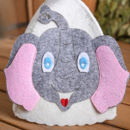 Bath cap with children's applique "Elephant" felt-3