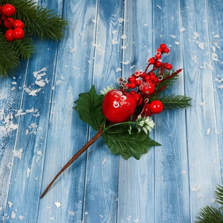 Decor "Winter Dreams" apple and berries in sequins, 23 cm-1