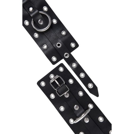 Single -layer handcuffs with Pecado BDSM eyelets, genuine leather, black-6