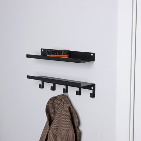 Set of shelves with hooks loft, 2 shelves: 350 × 100 × 35 mm, 350 × 100 × 80 mm, color black