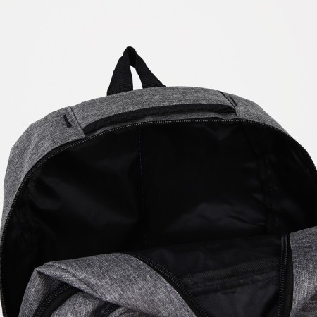 Male backpack on a zipper, 2 parts with a zipper, 5 external pockets, color gray color-4