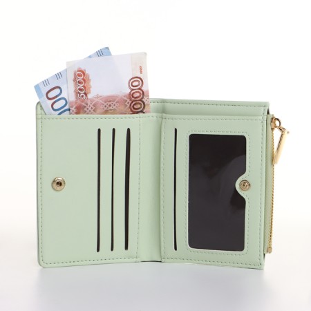 Women's wallet on the button, green color-4