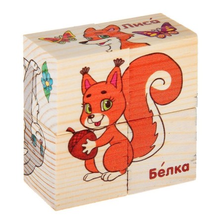 Wooden cubes "forest animals", set of 4 pcs.-4