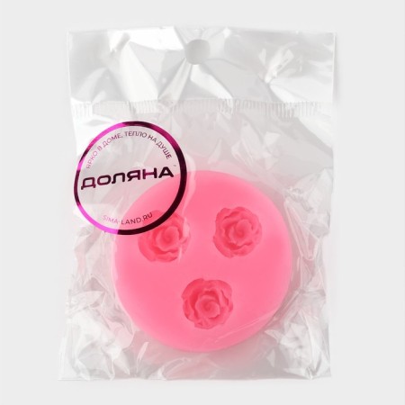 Mold Dolyana "Three Small Roses", silicone, 4.5 cm, pink color-5