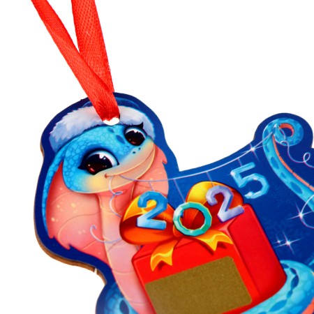 Fir-tree wooden pendant for the New Year "Snake" with a scretch-layer, New Year's decoration-3