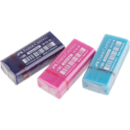 Eraser Faber-Castell "Dust Free", rectangular, in film, 11 x 18 x 41 mm, turquoise, pink, blue-1