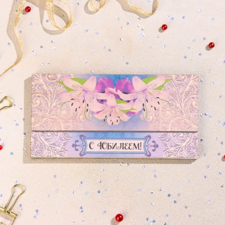Wooden envelope carved "with an anniversary!" lilies, pattern