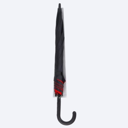 Umbrella - semi -automatic cane "plain", eponge, two -layer, 8 spokes, r = 51 cm, black/red color-8