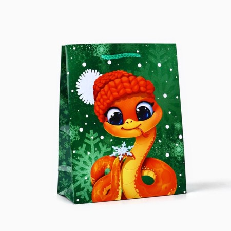 New Year's Gift Laminated Gift "Happy New Year", snake, MS 18 x 23 x 8 cm, New Year