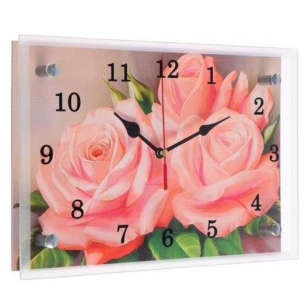 Carty clock is wall-mounted, interior "roses", silent, 30 x 20 cm-1