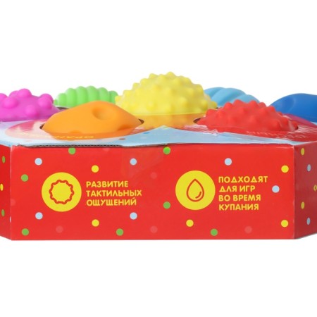 A set of developing tactile balls “Flower”, with a squeak, 7 pcs, crumb I-22