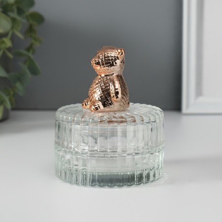 Casket glass, ceramics "Copper Bear" 7.8x7.8x9.5 cm-1