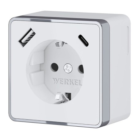Grounding socket, curtains and USB type A+C Gallant (White) W5071701