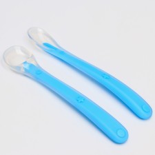 Set of silicone spoons for feeding, 2 pcs., Blue color