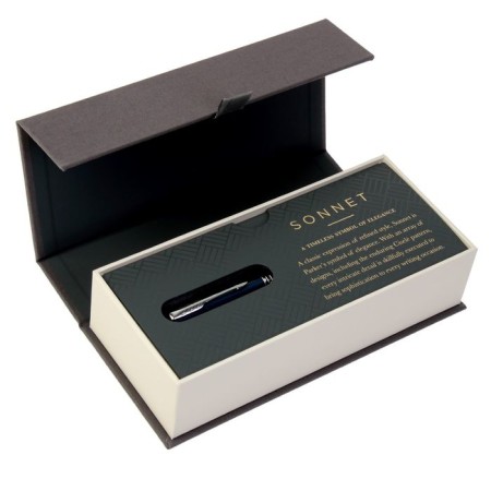 Ballic handle Parker Sonnet Core Laqblue Ct M, Blue Matte/ Chrome, Black Ink (1931536)-2