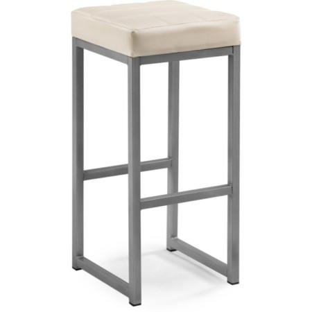 Baric stool Khurkroks Metal/Ecokuzha, gray/beige 36x36x81 cm