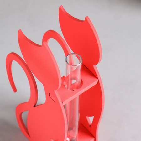 Wooden Kashpo 13 × 5.2 × 24.5 cm with 1 flask "cat", pink give beautifully-2