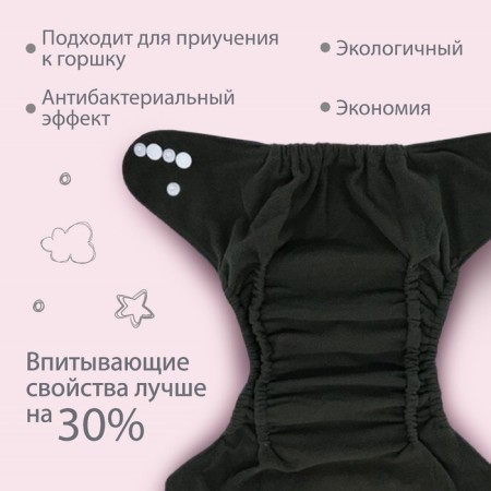 Panties-scammer, reusable, carbon-bamboo fabric, purple color, from 0-36 months.-1