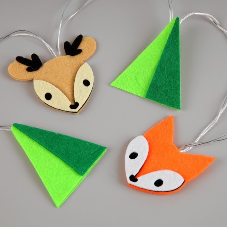 Garland "thread" 1.35 m with nozzles "chanterelles and deer", ip20, transparent thread, 10 LED, glow warm white, AAH2-1