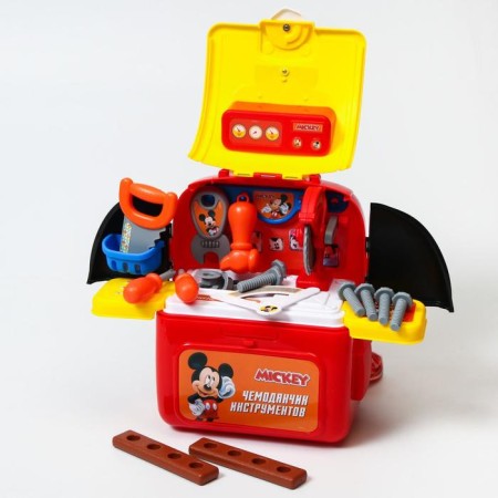A set of builder with tools of the game "Suitcase" a backpack with instruments, Mickey Mouse-1