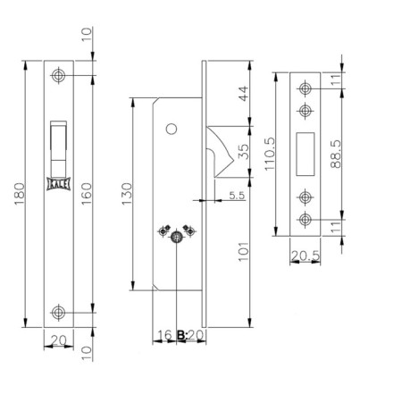 Castle Crusade Castle Kale 201F, narrow professional., 20 mm, 3 keys, color chromium-1