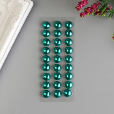 Decorative stickers "Pearls" 1 cm, 27 pcs, emerald