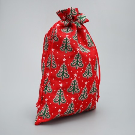 Bag gift canvas "Good in the New Year", Christmas trees, 20 x 30 cm +/- 1.5 cm, New Year-2