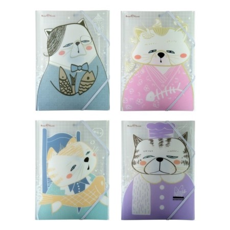 A4 elastic band, 400 μm, "cats in the Japanese style", mix