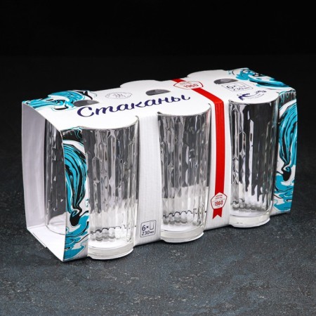 A set of high glass glasses "Asymmetry", 230 ml, 6 pcs-1