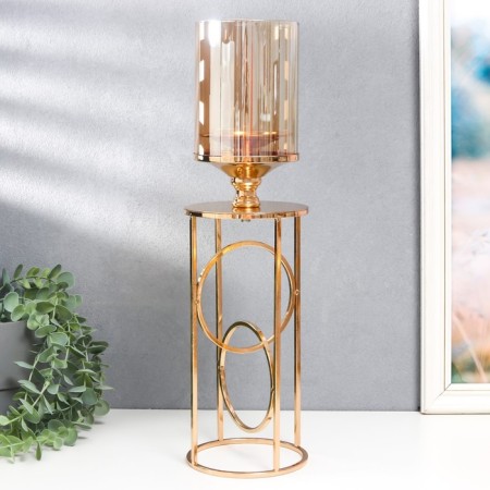 Summary metal, glass per 1 candle "Hemen" D-5 cm, gold 12x12x42.5 cm
