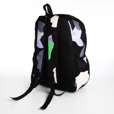 Youth backpack from textiles, 3 pockets, black/gray color-3