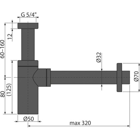 Siphon for the sink Alcaplast A400Black Design, DN = 32 mm, round, black matte-1