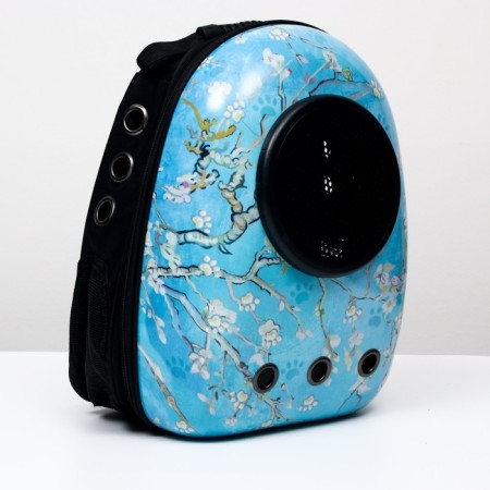 A backpack for carrying animals "paws", with a viewing window, 32 x 25 x 42 cm, blue-6